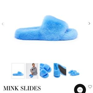Brand new mink slides blue fits size 6-8 US women’s